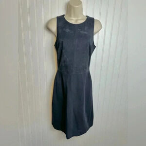 Theory dark blue lamb leather sleeveless sheath dress size 2 L16